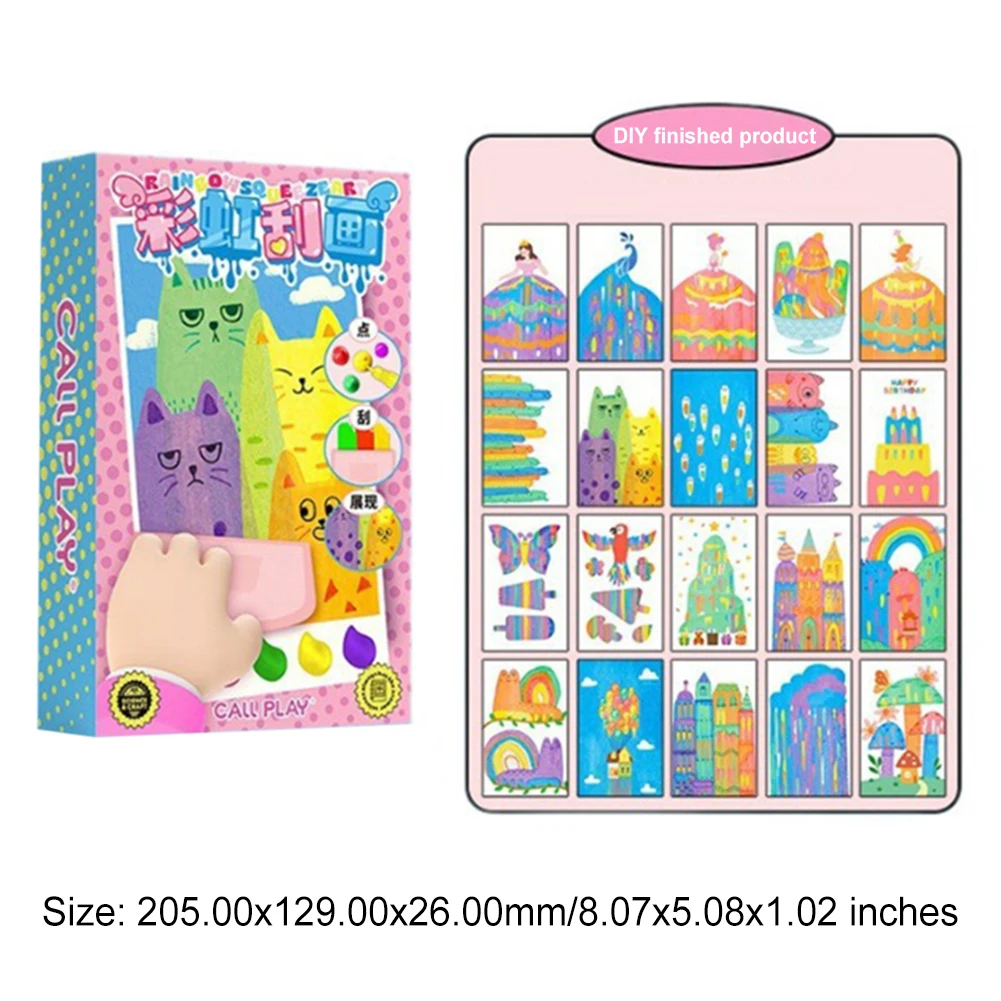 طقم طلاء للأطفال من Squeegee Art مجموعة ألوان خدش ملونة يمكنك صنعها بنفسك فن الخدش بألوان قوس قزح للأولاد والبنات هدايا عيد الميلاد وأعياد الميلاد