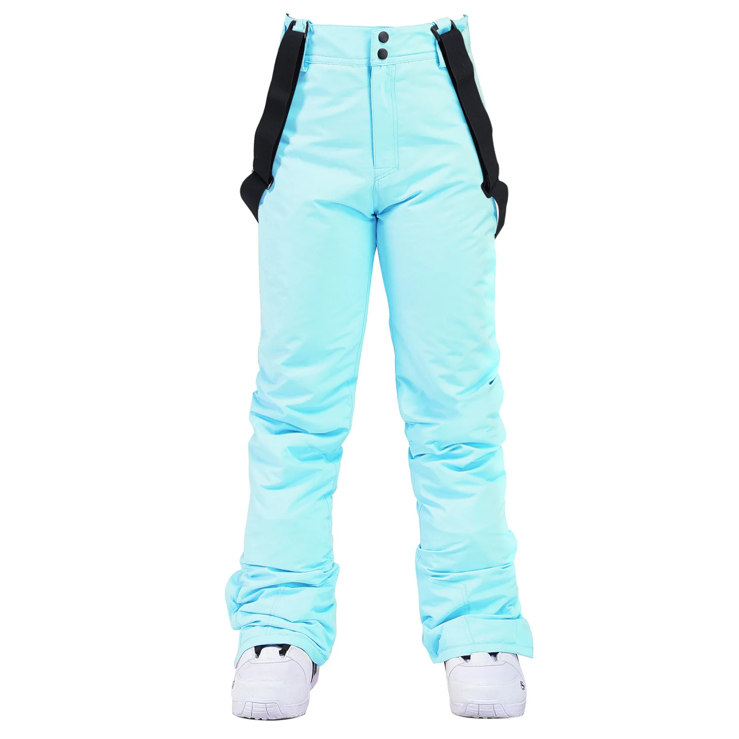 Men and Women Ski Pants Winter Outdoor Windproof Splashing Warm Thickened Skiing Pants Single Board Straps Snow Pants