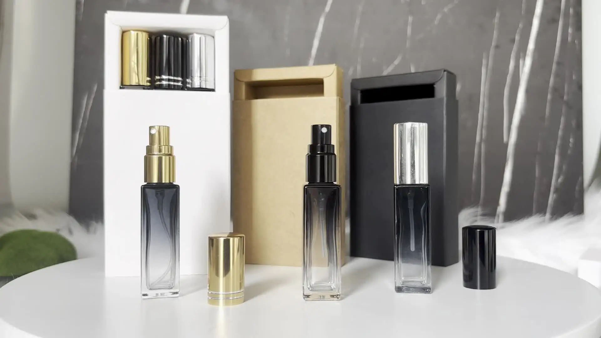 Butelka na perfumy 10 ml, 1 pudełko z 3 butelkami, gradientowa butelka na perfumy z grubego szkła, atomizer do perfum, eleganckie pudełko prezentowe.