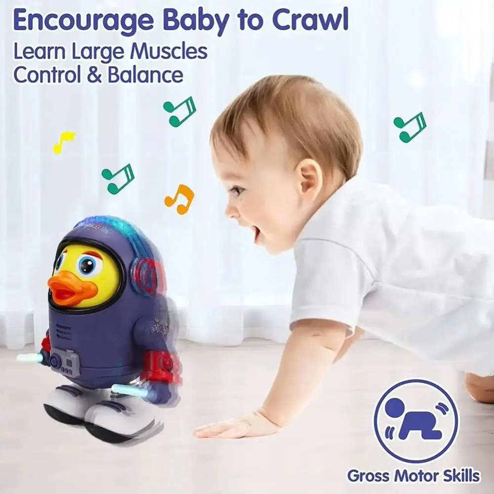 Plastic Dancing Astronaut Duck Toy Sound And Light Early Education Electric Dance Space Duck Ornament Interactive