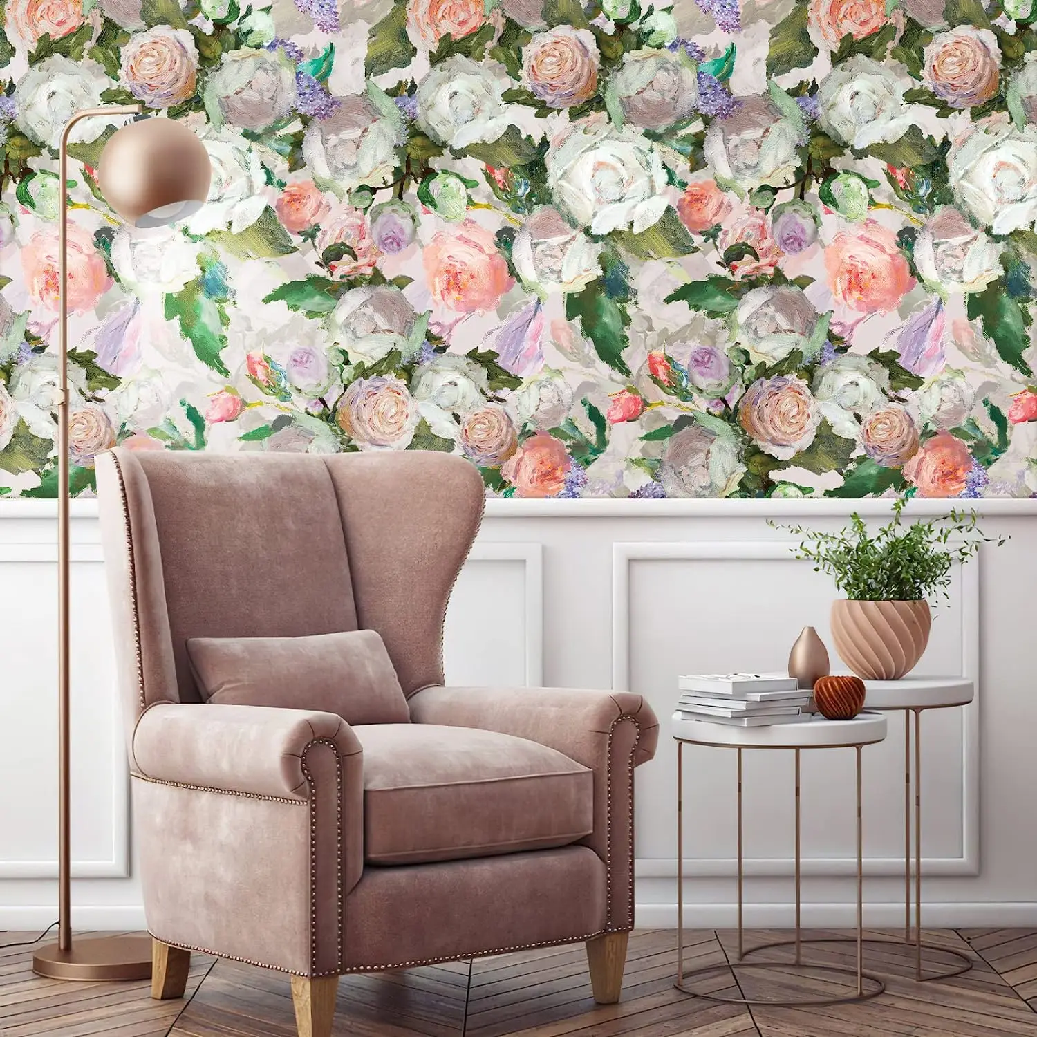 Papel tapiz Floral de pelar y pegar, pintura al óleo de flores, autoadhesivo, acuarela, papel de Contacto extraíble para decoración del hogar