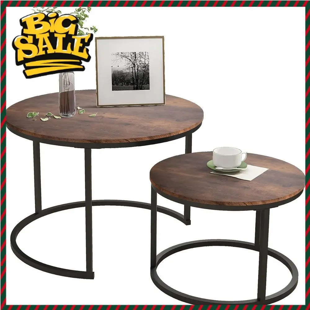 

BestsellerCompact Nesting Coffee Table Set of 2 for Living Rooms, Offices, and Small Spaces with Durable Wooden Tops in Brown In