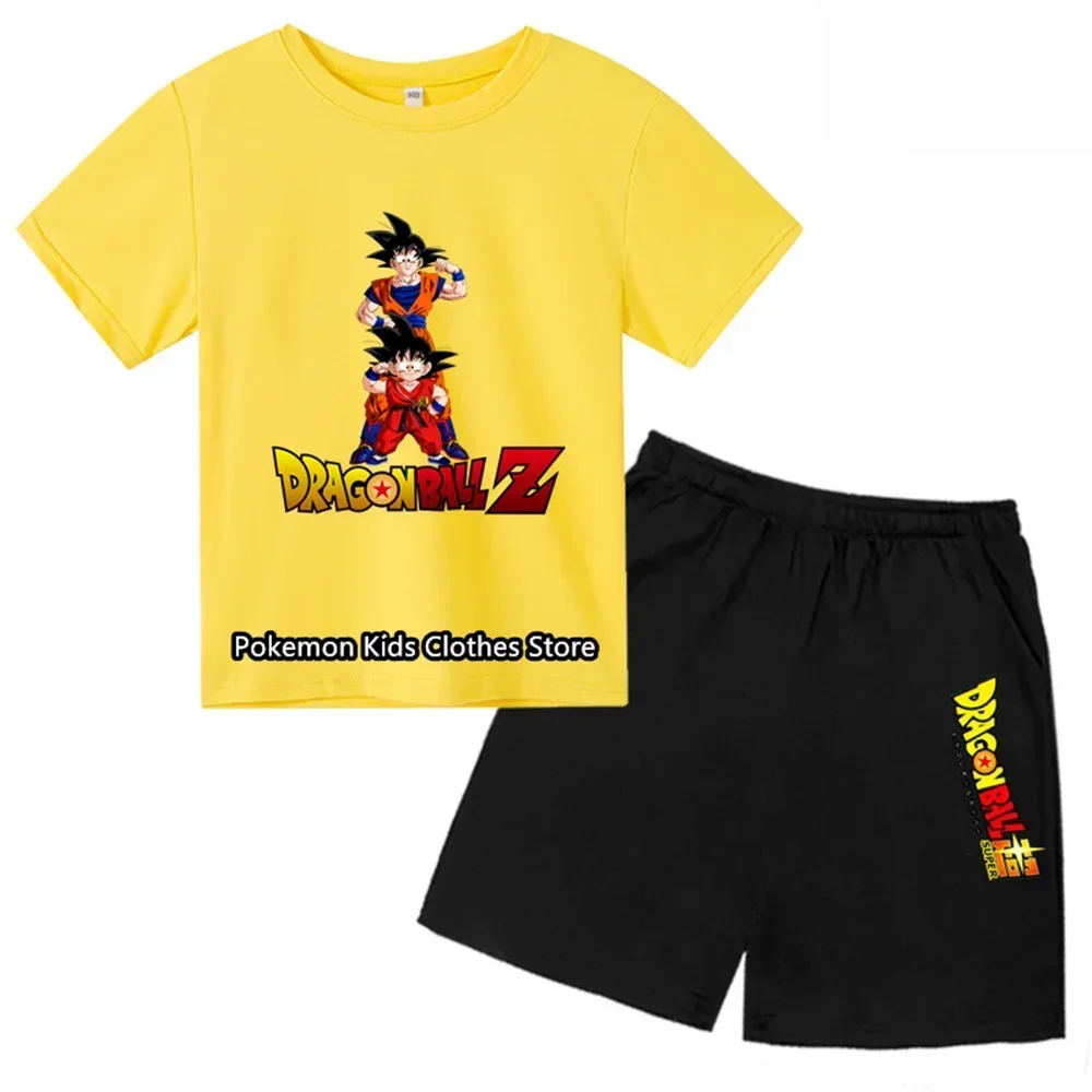 2024 summer  For Kids Tops Tee Son Goku Super Saiyan T-shirt set Boys T-shirts Children Clothes Summer Short Sleeve T-shirt