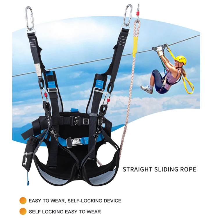 High quality ziplining seat style harness