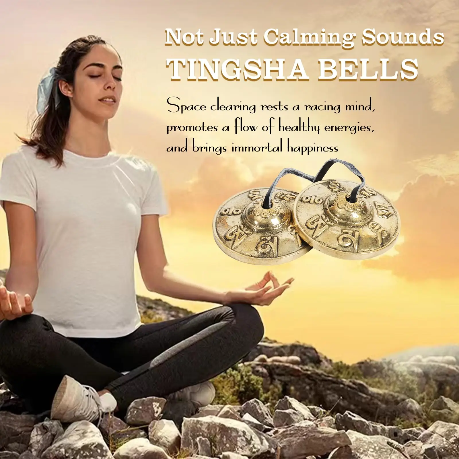 Tibetan Tingsha Cymbals Meditation Bells for Women Meditation Accessory for Spiritual Healing Mindfulness Sound Healing