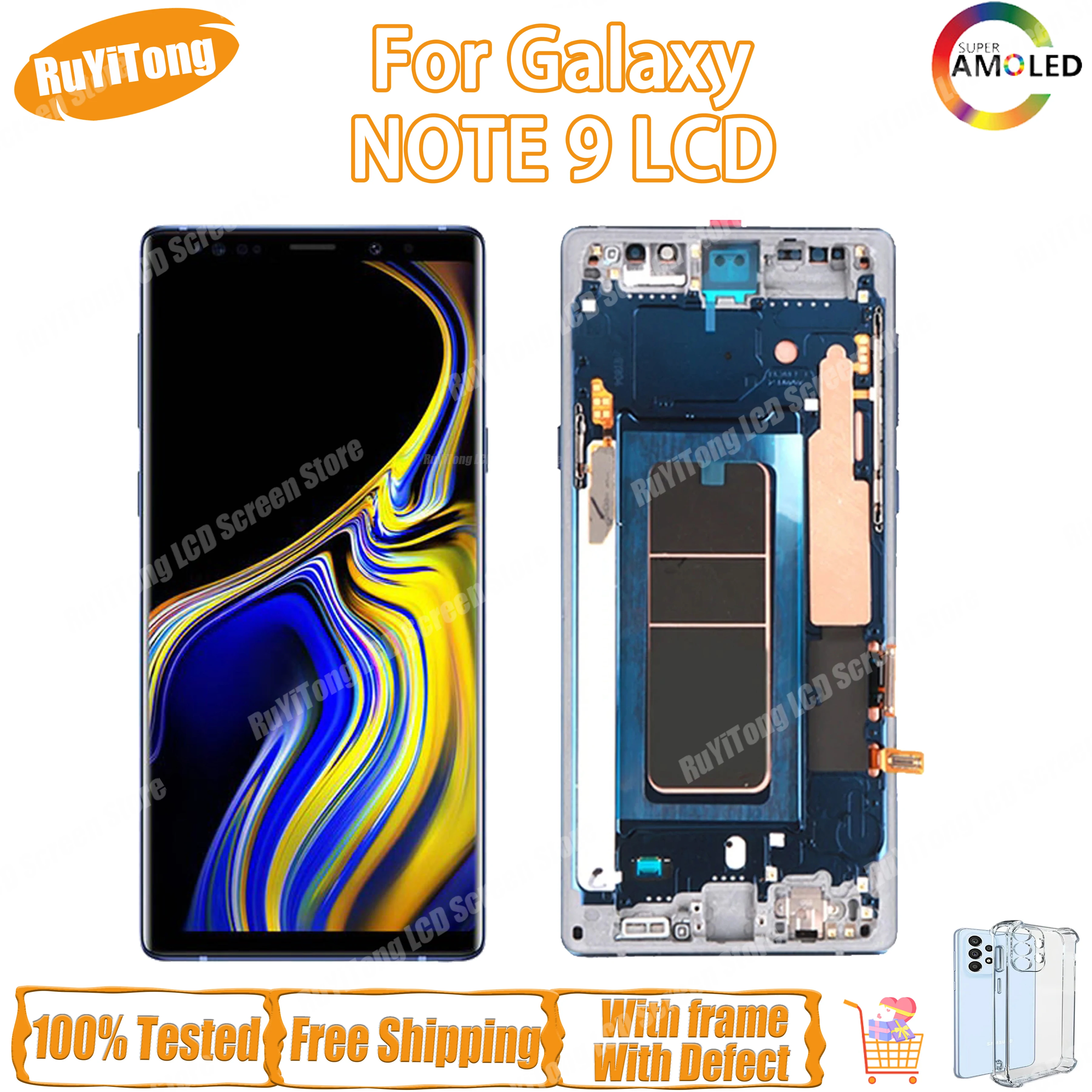 100% Tested AMOLED With Defect  For Samsung Galaxy NOTE 9 Note9 N960A N960U N960F N960V LCD Touch Screen Digitizer Assembly