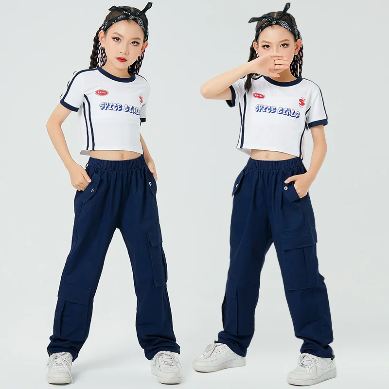

Street Dance Clothes For Children Summer Jazz Dancewear Tops Pants Kpop Hip Hop Dancing Outfit Modern Dance Costume DL10270