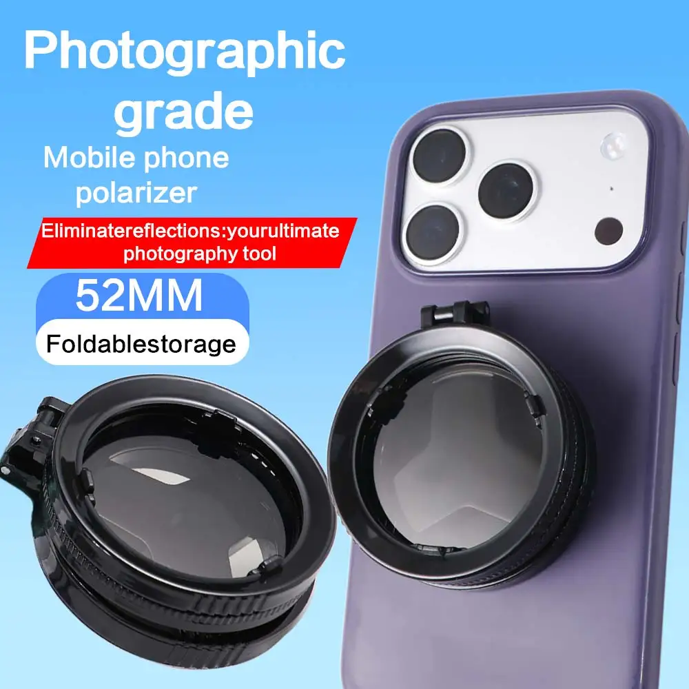 52mm Mobile Phone Polarizing Filter Remove Reflections High-definition CPL Phone Filter Magnetic Reduce Glare Phone Filter Lens