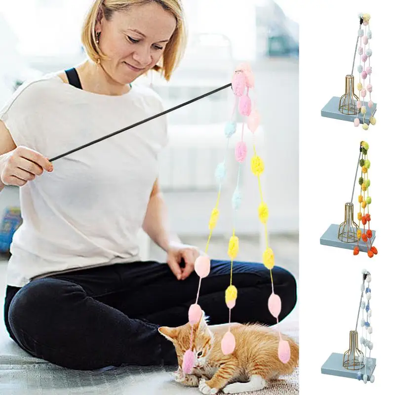 Cat Wand Toys Interactive String Cat Toy Creative Yarn Ball Tassel Toy With Bell Bite-Resistant Cat Toys For Chasing Exercising