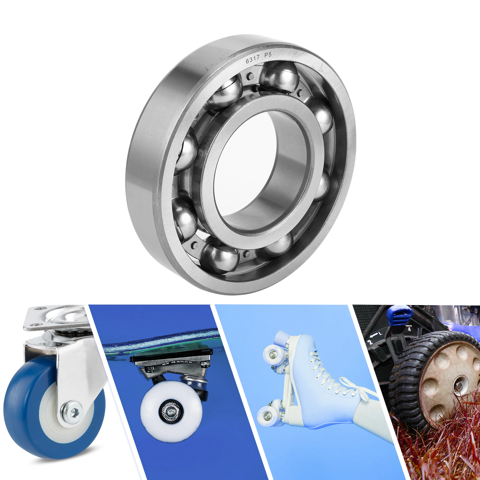 Motoforti 6317 & Deep Groove Ball Bearings P5 85x180x41mm Lubricated Bearings Open Type Silver Tone Scooter Skateboard Wheel