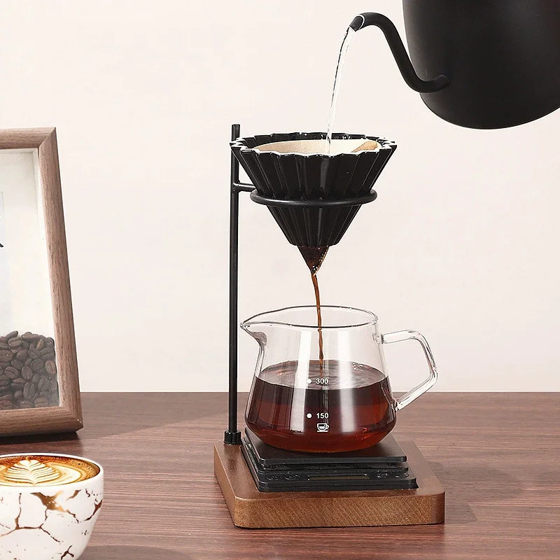 

Solid wood hand brewed coffee stand, portable coffee machine stand, indoor and outdoor foldable coffee machine stand