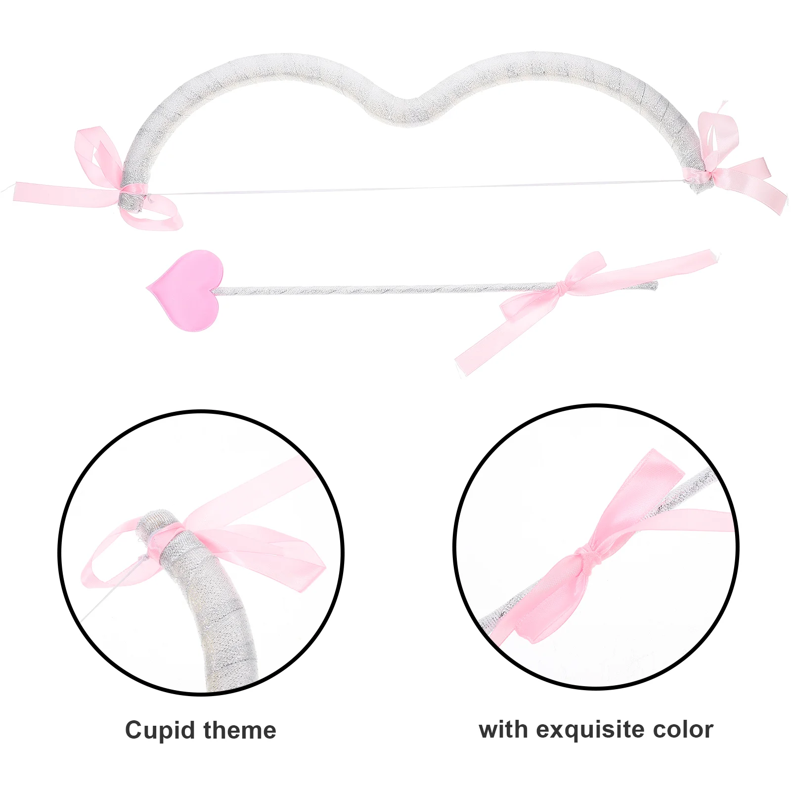 Freccia di Cupido ad arco rosa argento Miss Foam Forniture per feste di San Valentino Puntelli per costumi