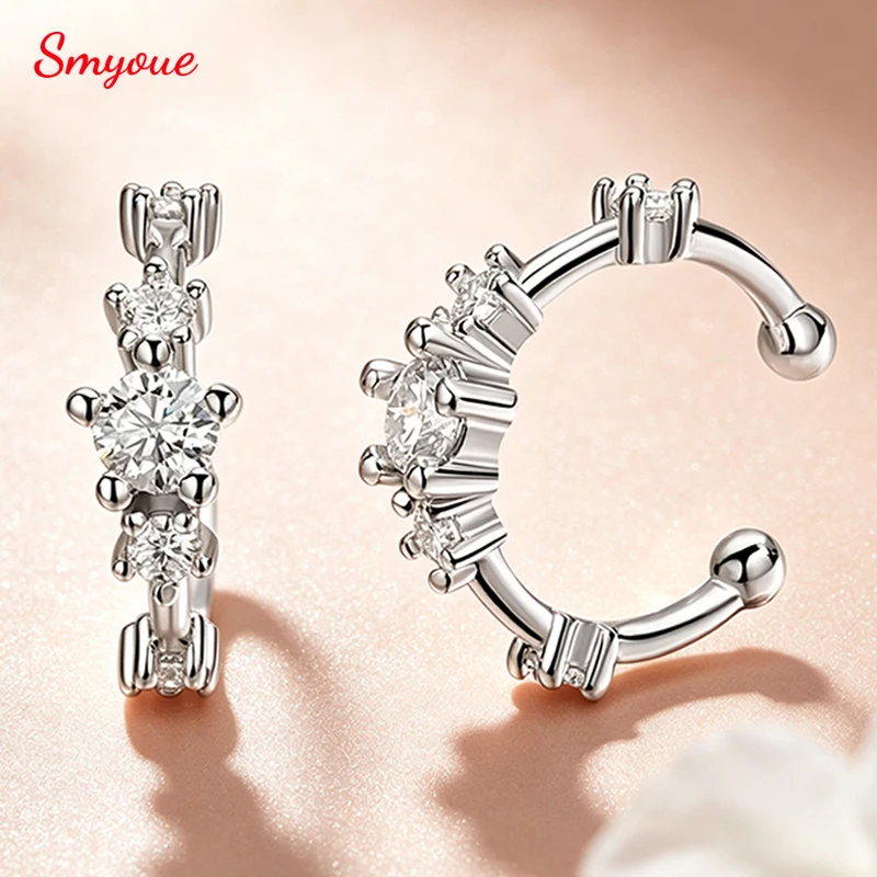 Smyoue 5.0cttw voll Moissan ite Clip Ohrringe Frauen Luxus Qualität Hip Hop Party Schmuck s925 Sterling versilbert Platin