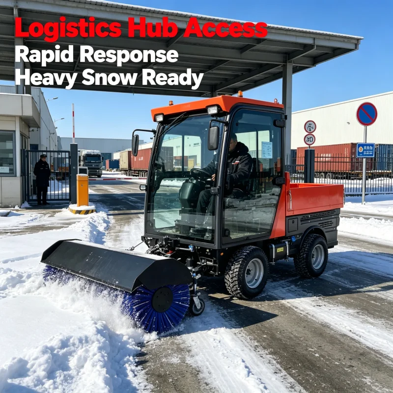 Commercial Ride On Snow Sweeper With Hydraulic Brush Control For Urban Streets Industrial Sites And Parking Lot Snow Removal