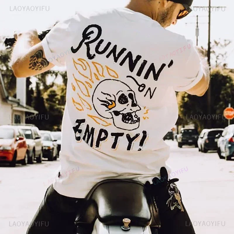 Cool Biker Drinking Beer Skull Graphic Men Cotton Tshirts Summer Punk Rock Clothes Halloween Party Tops Ropa Hombre Camisetas image 2