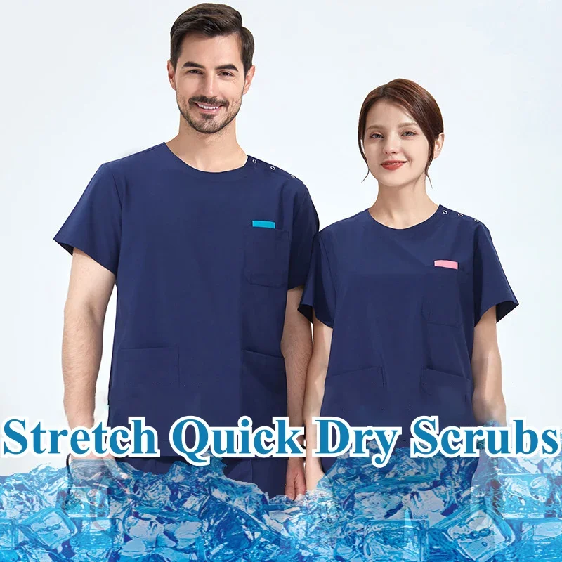 

Quick-Dry Stretch Medical Uniform Scrub Set Doctor Nurse Workwear Moisture-Wicking Durable Veterinary Outfits S02-01