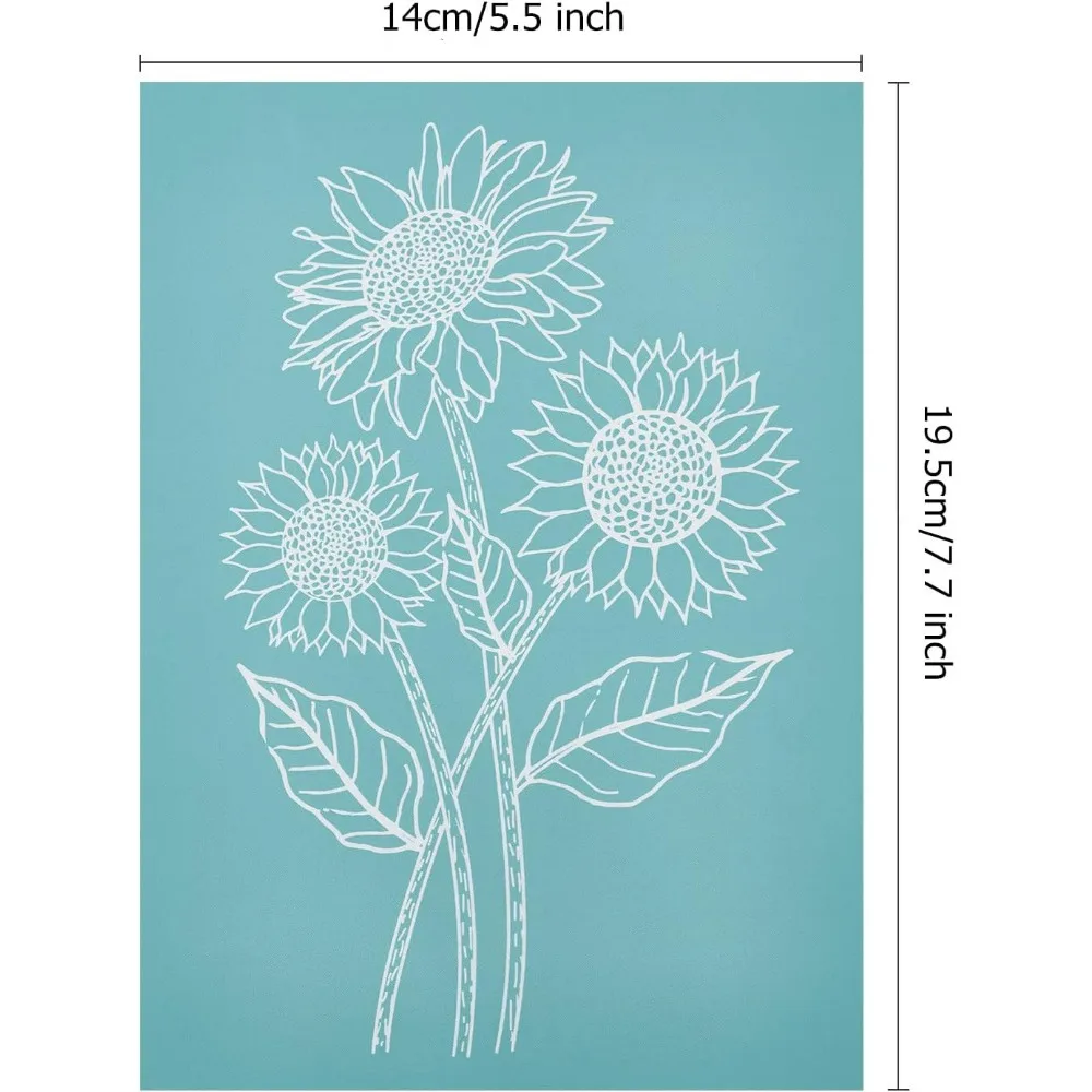 Self-Adhesive Silk Screen Printing Stencil Sunflower Reusable Pattern Stencils for Painting on Wood Fabric T-Shirt Wall and