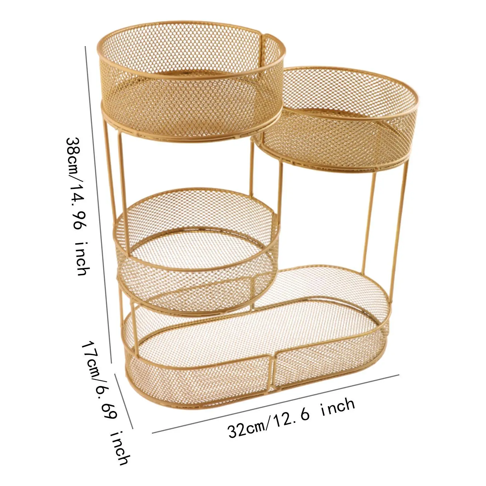 Countertop Fruit Basket Fruit Bowl Holder Kitchen Organizer Wire Basket Stand 4 Tier for Vegetable Fruit Pantry Dining Room