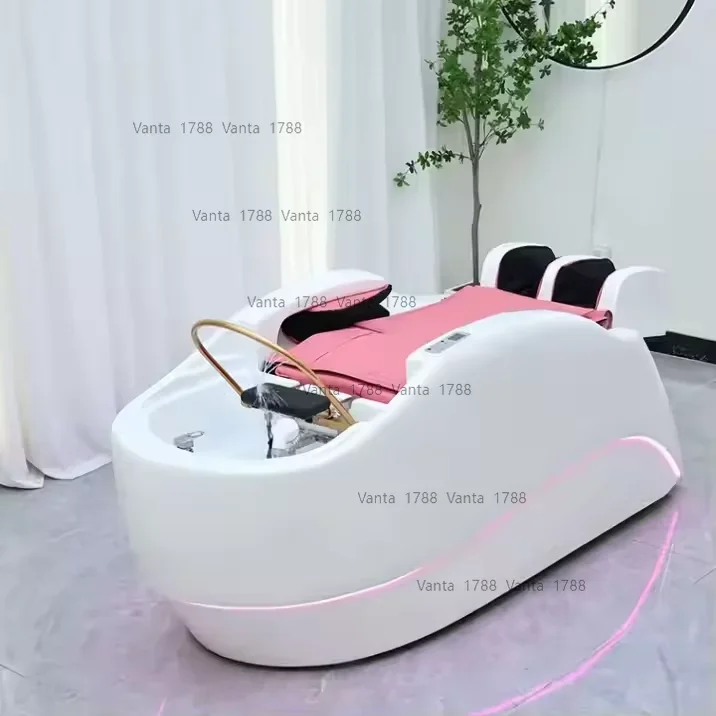 Factory Luxury Salon Shampoo Bed with Steamer 4D Kneading Shampoo Basin Adjustable Hair Washing Relaxation Lying Massage Chair B