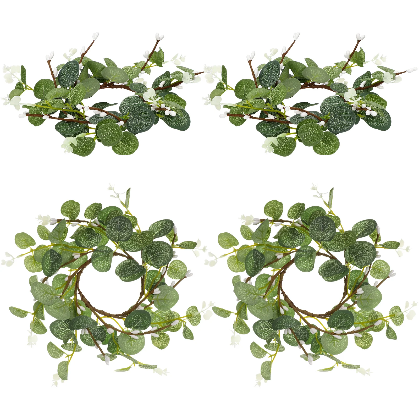 4 قطعة إكليل الأوكالبتوس واقعية زهرة خواتم لأعمدة ديكور للطاولات Diy بها بنفسك الحرفية الطرف الديكور صور الدعامة حفل زفاف المنزل