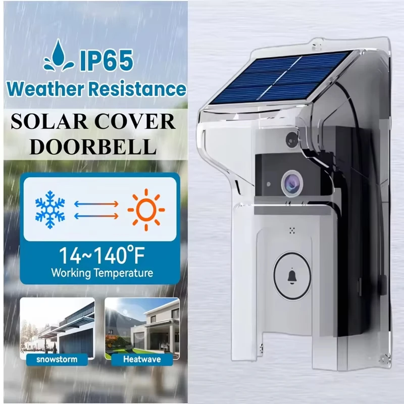 Wireless Solar Charging WIFI Visual Doorbell Camera Waterproof Night Vision Smart Home HD Doorbell with Two-way Intercom Voice