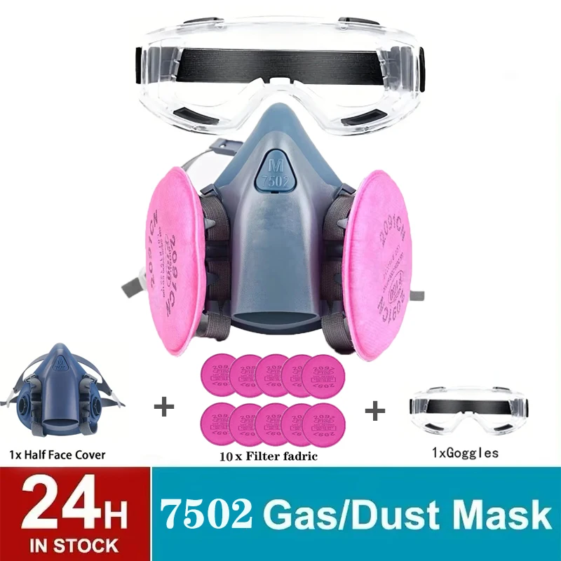 

12 in 1 7502 dust gas respirator Half face dust mask sprayed with organic steam chemical gas filter work safely