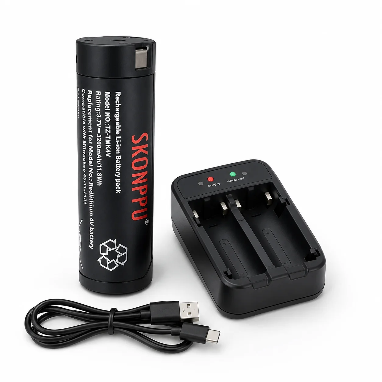 Rechargable Li-ion Battery 4V 3200mAh for 48-11-2131 Compatible with Milwaukee Headlamp Flashlight & other Milwaukee 4V Devices