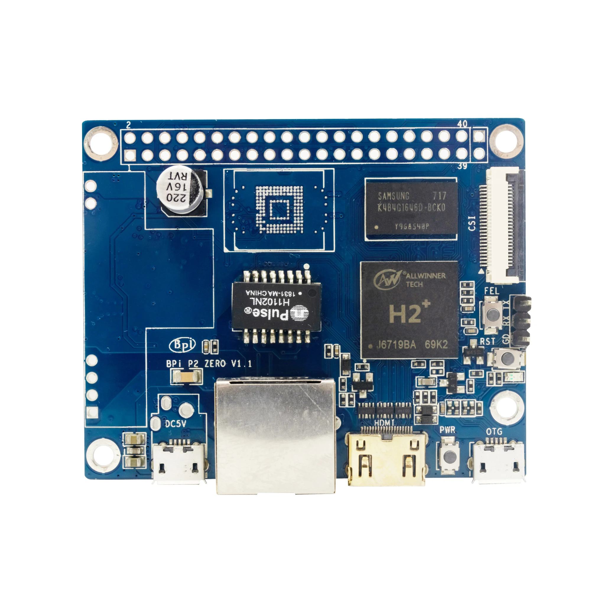 Imagem -02 - Banana Pi-bpi-p2 Maker h2 Mais Quad-core Cortex-a7 Mali400mp2 512m Ddr3 Suporte para Cartão tf Poe Android Linux Single Board Computer