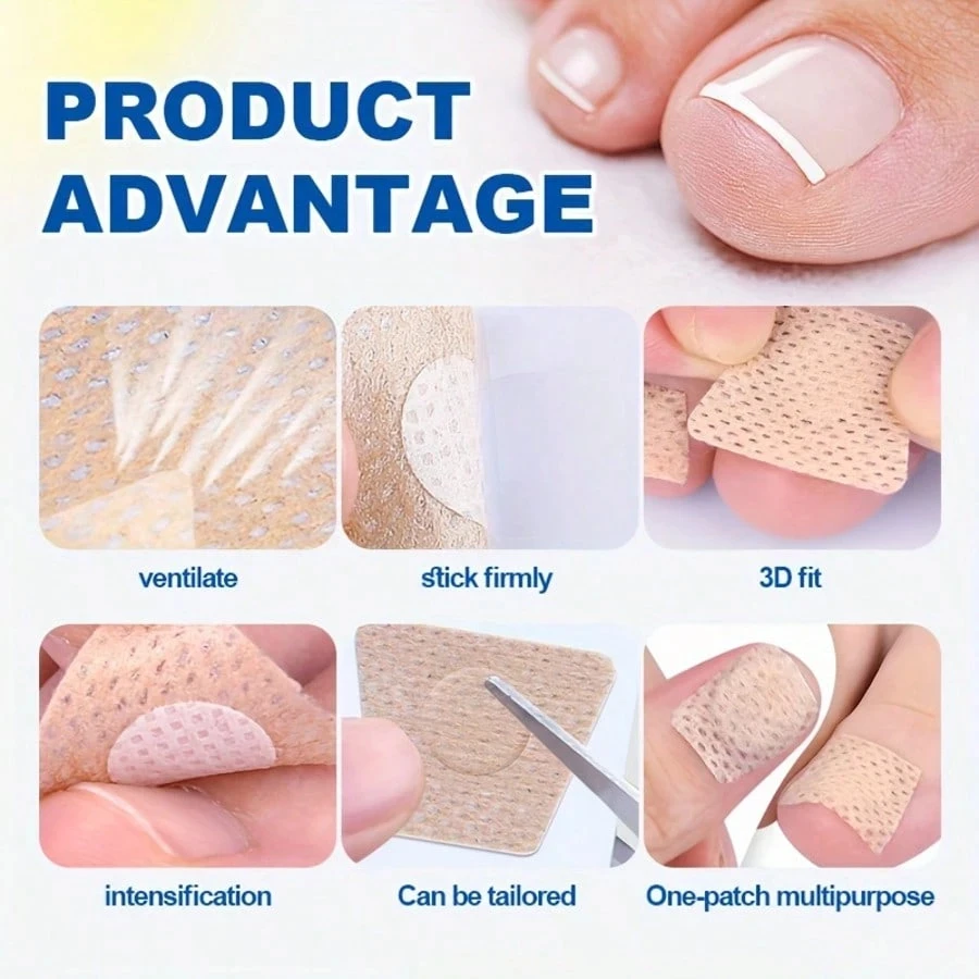 50Pcs Toenail Fungus Patch Waterproof Nail Repair Patches Nail Ingrown Correction Sticker Discolored Damaged Nail Foot Care Too