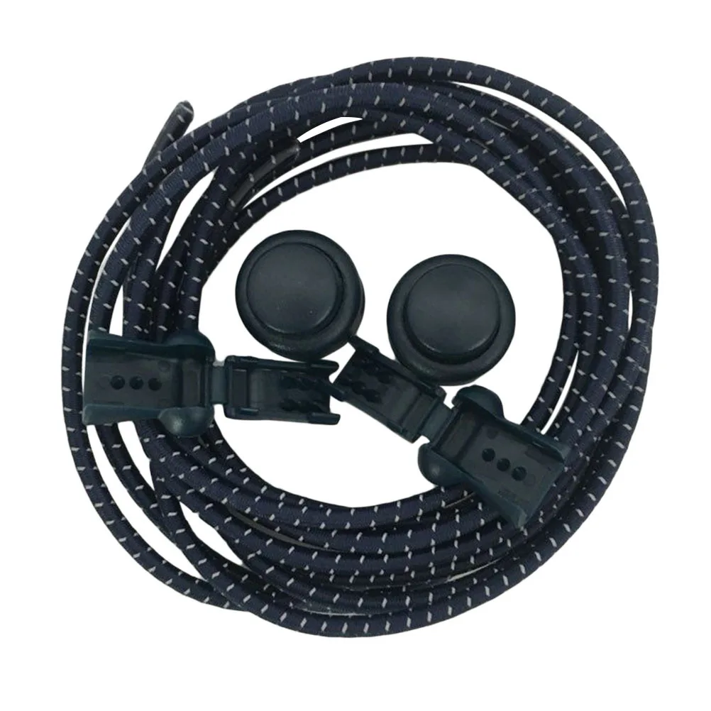 1Pair Reflective Shoelaces Elastic Sports Shoe Laces Navy Blue Running Hiking Climbing Lazy Shoelaces Sports Shoe Laces
