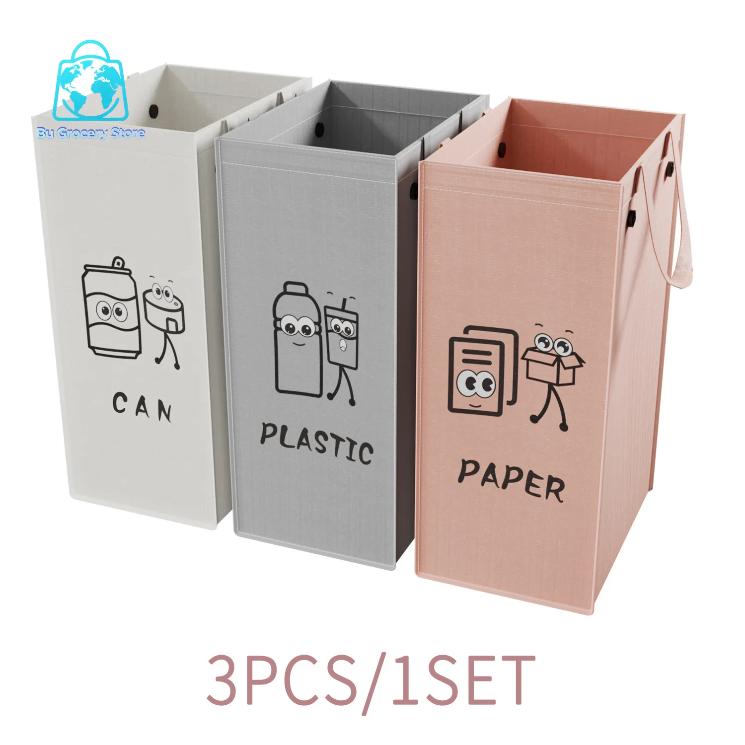 Garbage sorting bag combination mobile trash can folding trash can