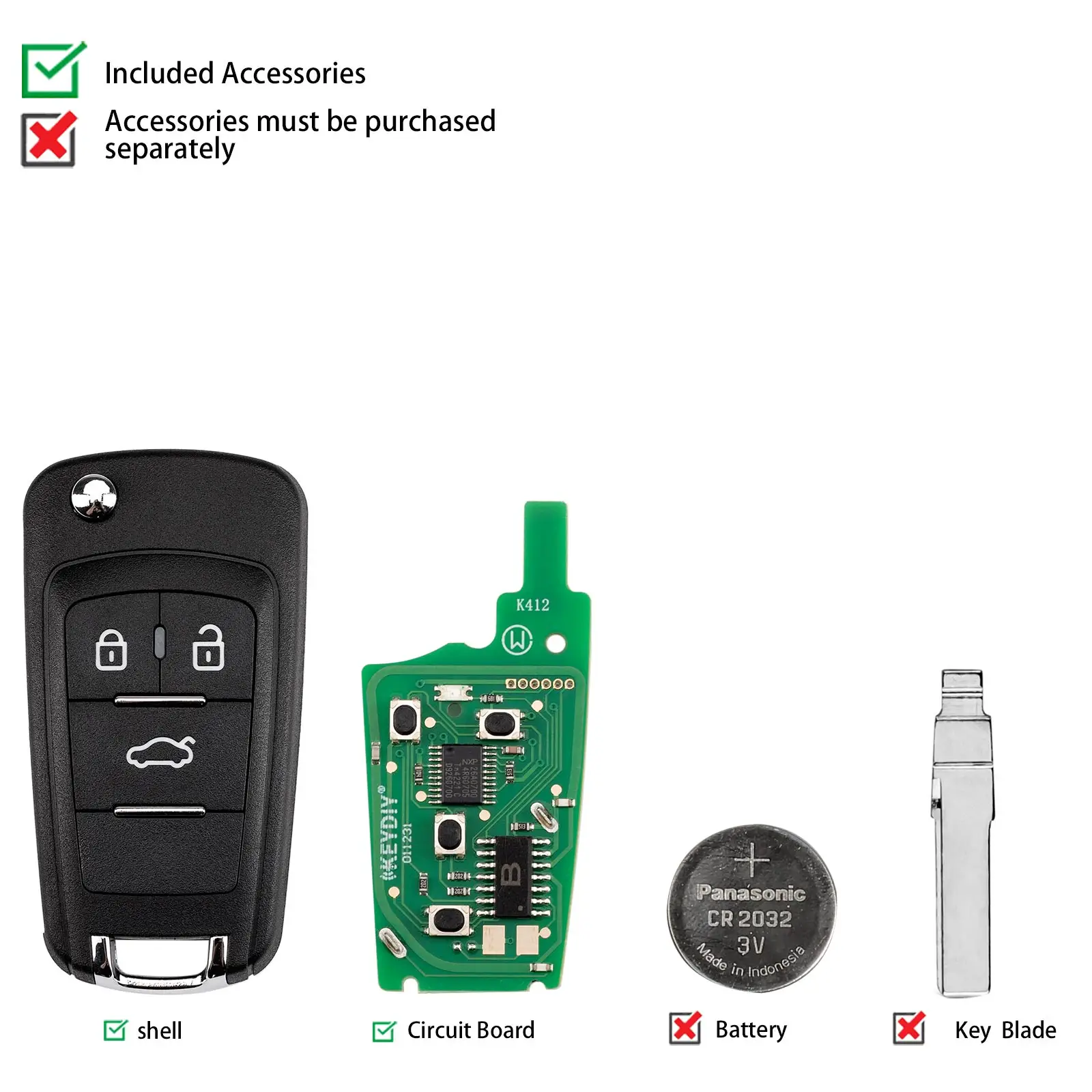 KEYDIY KD NB18-3 Universal Flip Remote Key 3 Buttons Compatible with Chevrolet Type