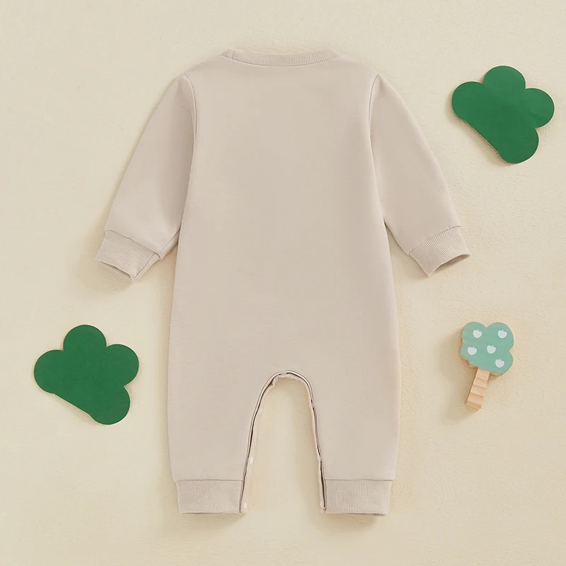 Día infantil de San Patricio con bordado de trébol y manga larga, cuello redondo y diseño de longitud completa para primavera