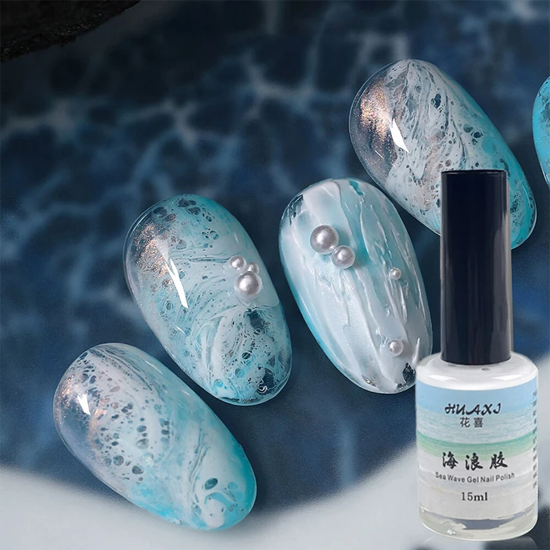 Quickly Blooming Nail Polish Bubble Colorful Ocean Wave Gel DIY Nail Art Blossom Gel Semi Permanent Soak Off Marble Gel Polish