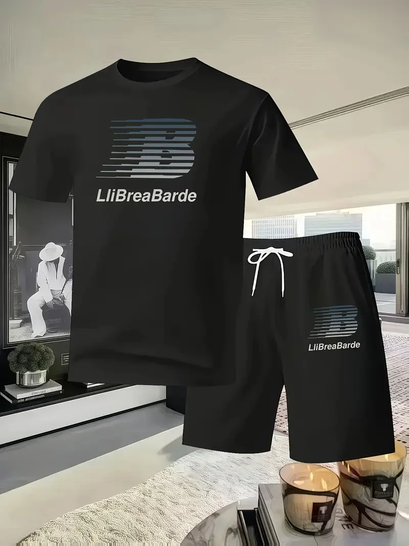 

Новинка 2023 года, мужской летний костюм с круглым вырезом и короткими рукавами, спортивные дышащие удобные шорты, повседневный костюм Suitrint ﻿