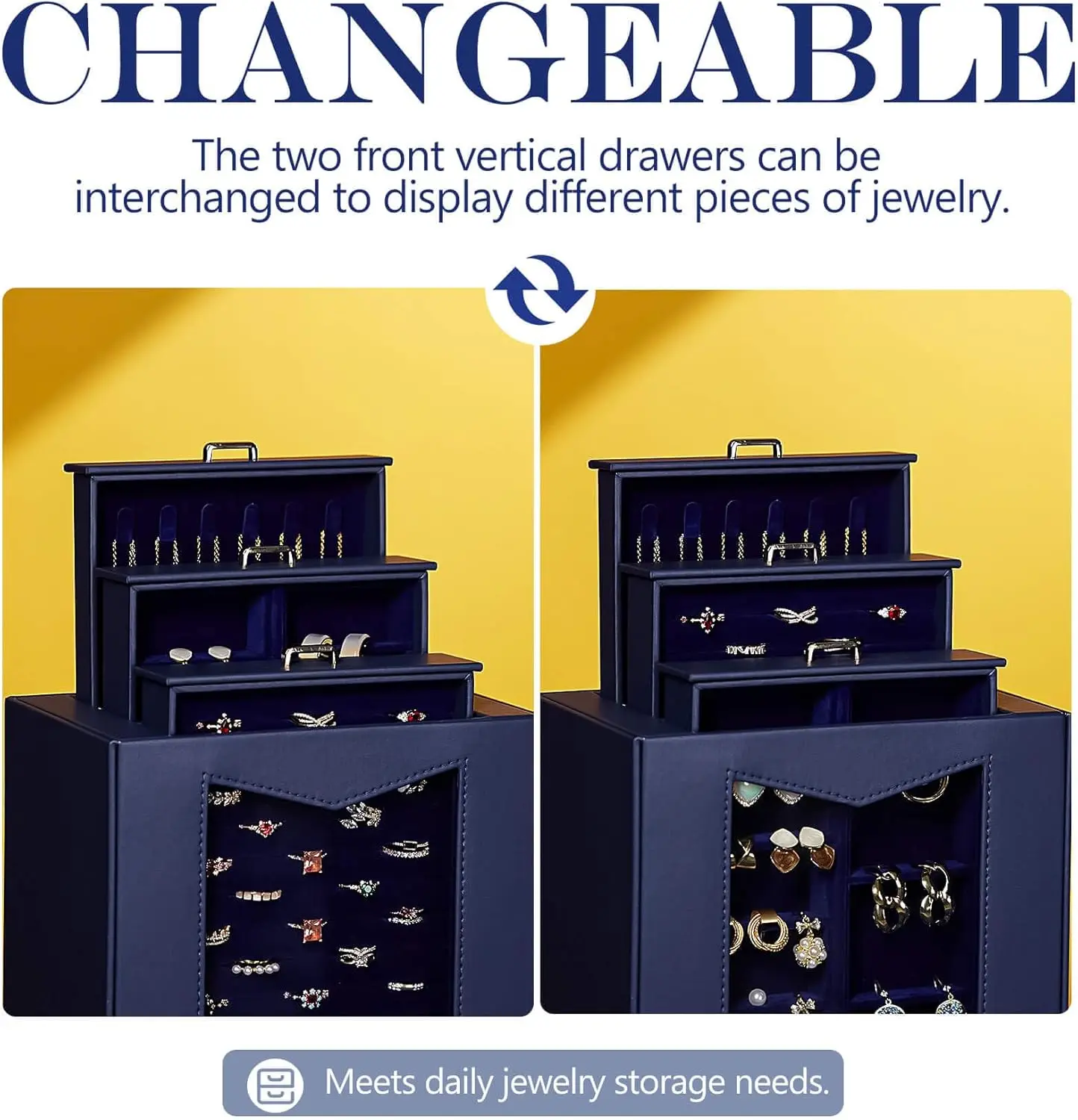 منظم المجوهرات مع خطافات قلادة نافذة شفافة هدية للنساء علبة عرض صندوق المجوهرات لخواتم القلائد #3