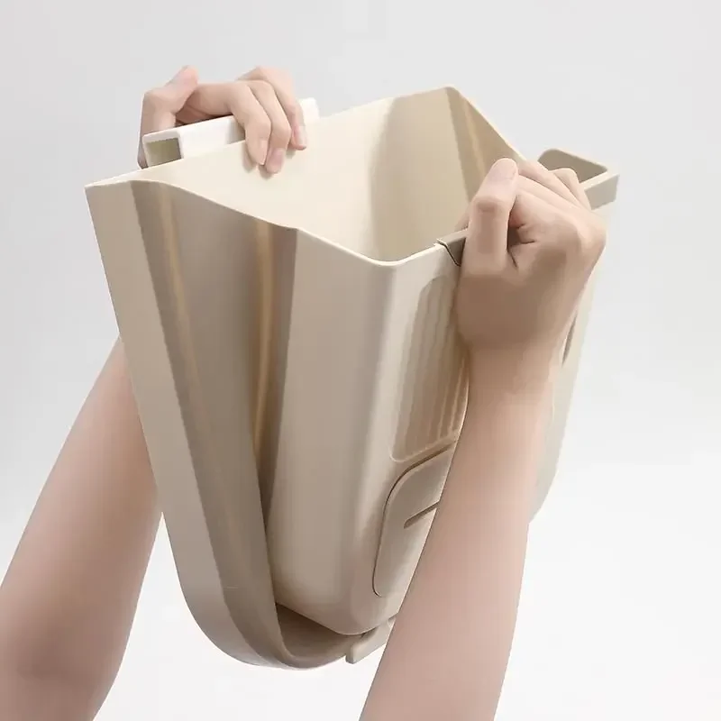 

Space Saving Foldable Hanging Trash Can for Kitchen RV Camper Cabinet Mount Garbage Bin