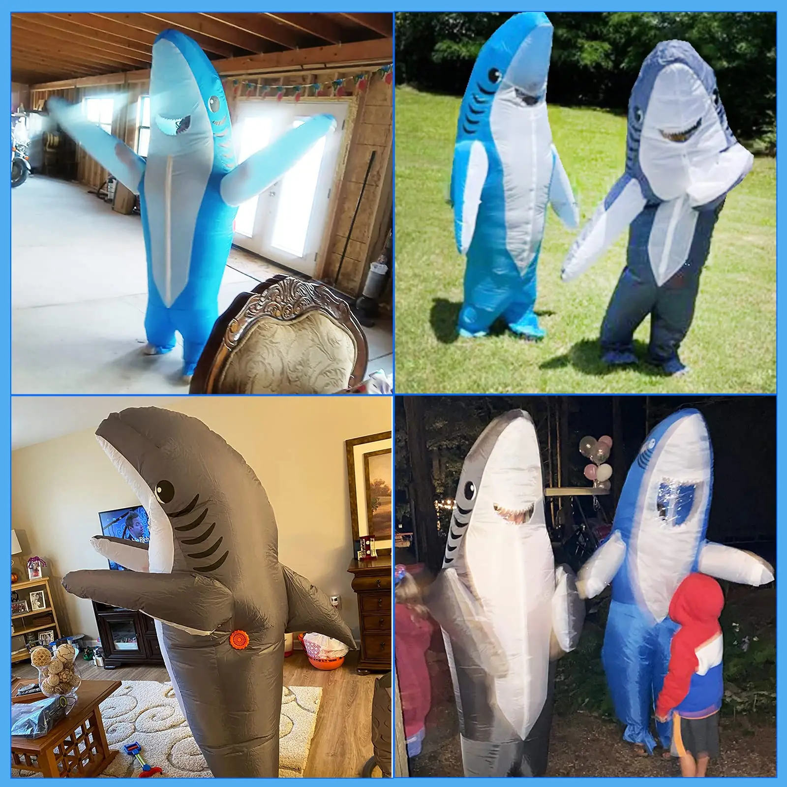 Fun And Unique Adult Blue/Grey/Pink Freely Walk Inflatable Shark Costume For Halloween Parties Carnival