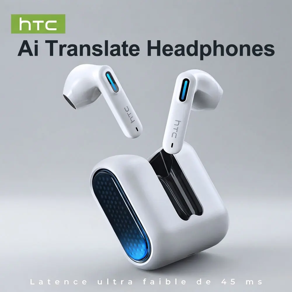 HTC NE49 Bluetooth Earphones TWS Language Translate Wireless Headphones Ultra Low Latency Game Headset Sports Earbuds MP3