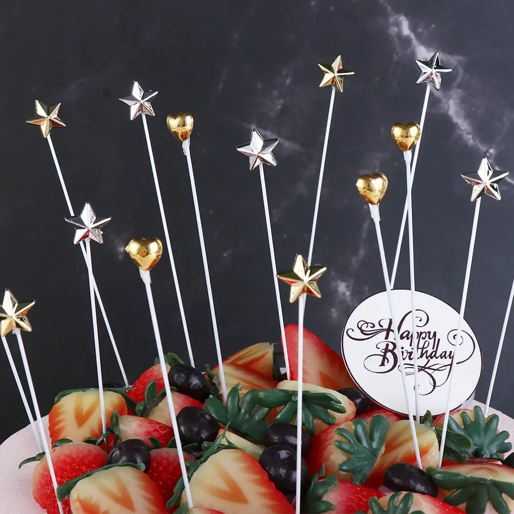 

Gold 3D Wedding Birthday Baby Shower Five-Pointed Star Cake Decoration Cake Topper Cake Insert Birthday Supplies Baking Gifts