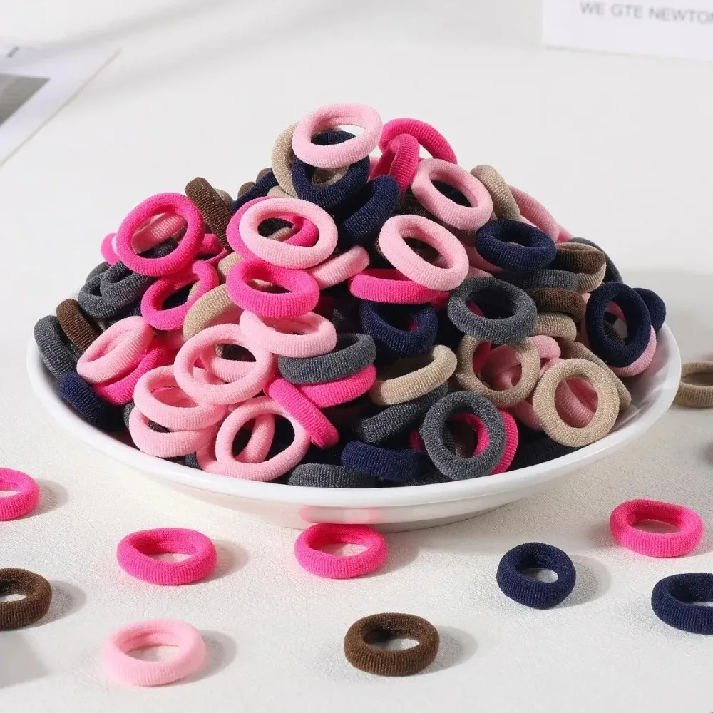 NEW 100PCS New Basic Nylon Ealstic Hair Ties for Girls Colorful Hair Band Ponytail Holder Scrunchie Rubber Band Kid Hair Acces