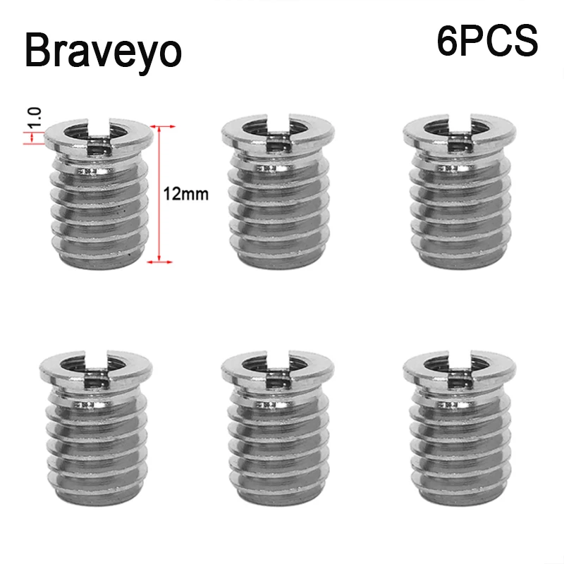 6PCS 1/4 to 3/8 Camera Conversion Screw Nut Lengthening Quick Release Screw Universal Photography Accessories Copper