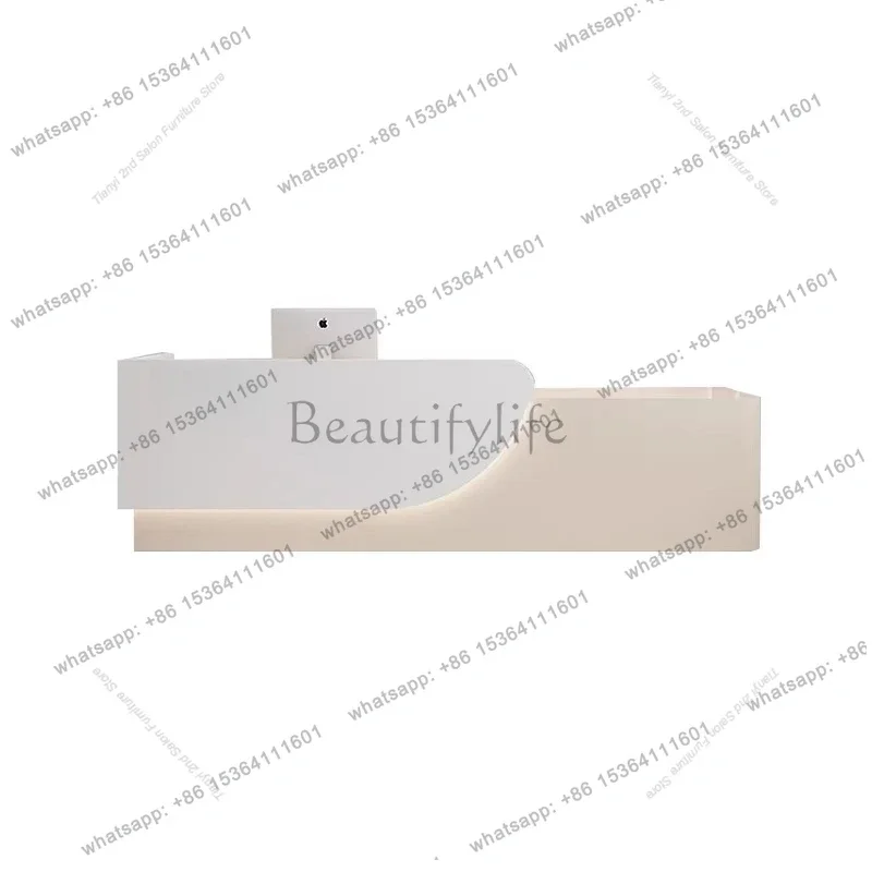 LSModern Simple Beauty Salon Cashier Counter Nordic Cream Style Medical Beauty Bar Company Office Furniture balcao recepção FYRD