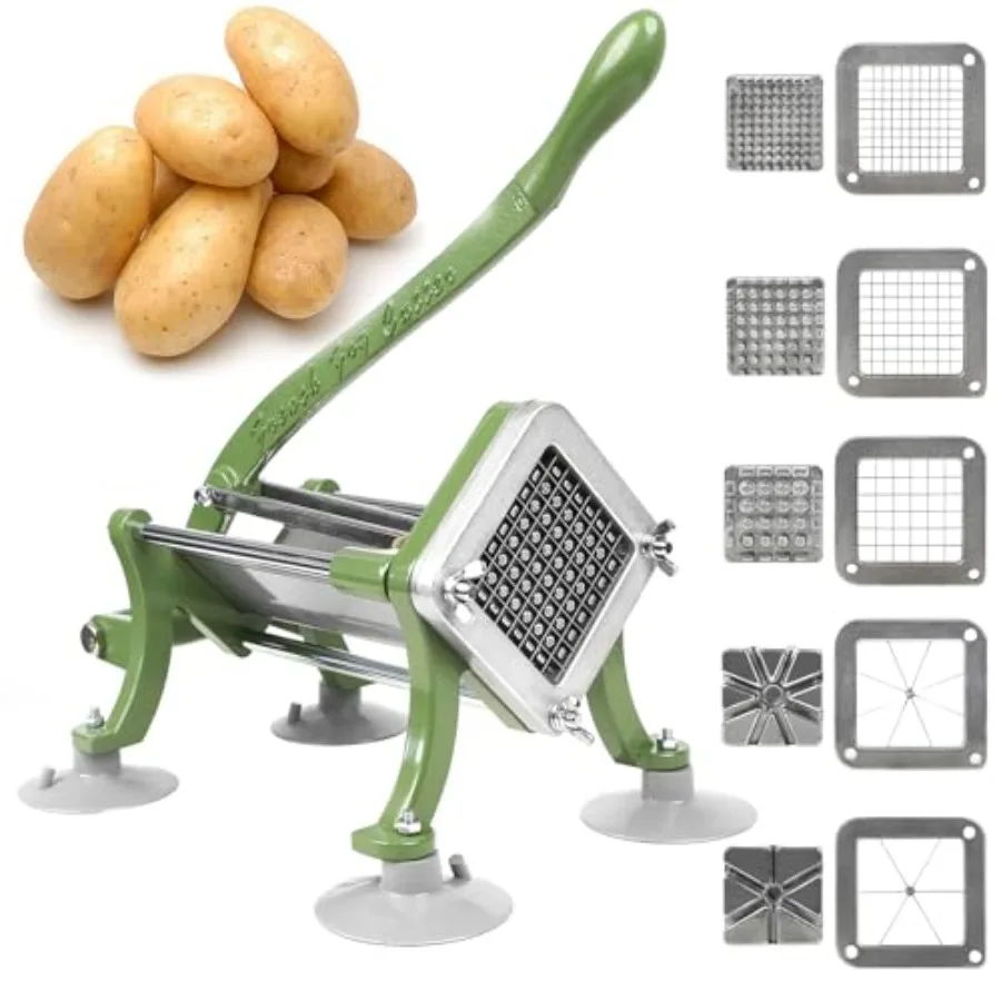 

French Fry Cutter Commercial Potato Slicer with Suction Feet Complete Set Includes 1 4 3 8 1 2 8 Pieces 6 Pieces