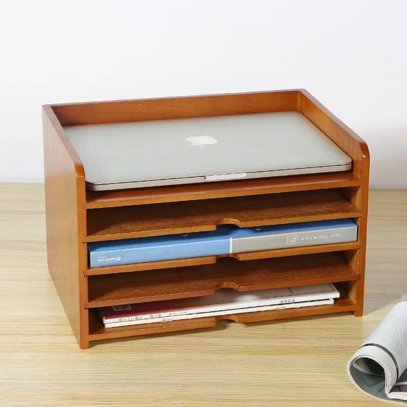 Desktop Organizer Box, Solid Wood Office Multi-Function Storage Shelf for Home, Portable Bluetooth Speaker