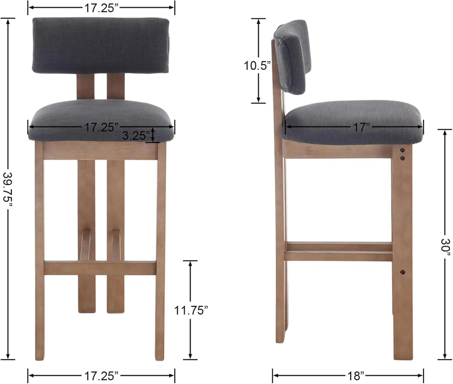 Farmhouse Bar Stools Set Of 2 For Kitchen Bar 30 Inches Bar Height Stool Chairs For Breakfast Tall Upholstered Barstools With