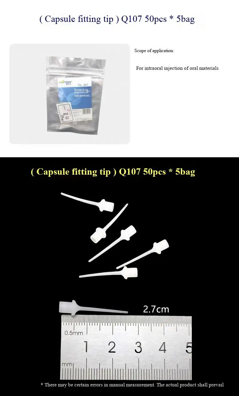 50Pcs Dental Capsule Adapter Oral Material Injection Tips Disposable for Resin Composite Cement Bonding Syringe Dispenser Clinic