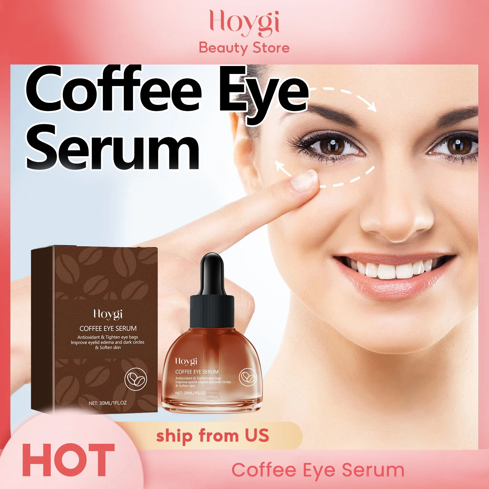 Coffee Eye Serum Improve Skin Elasticity Lightening Dark Circles & Wrinkles Moisturizing Firming and Hydrating Eye Care Essence