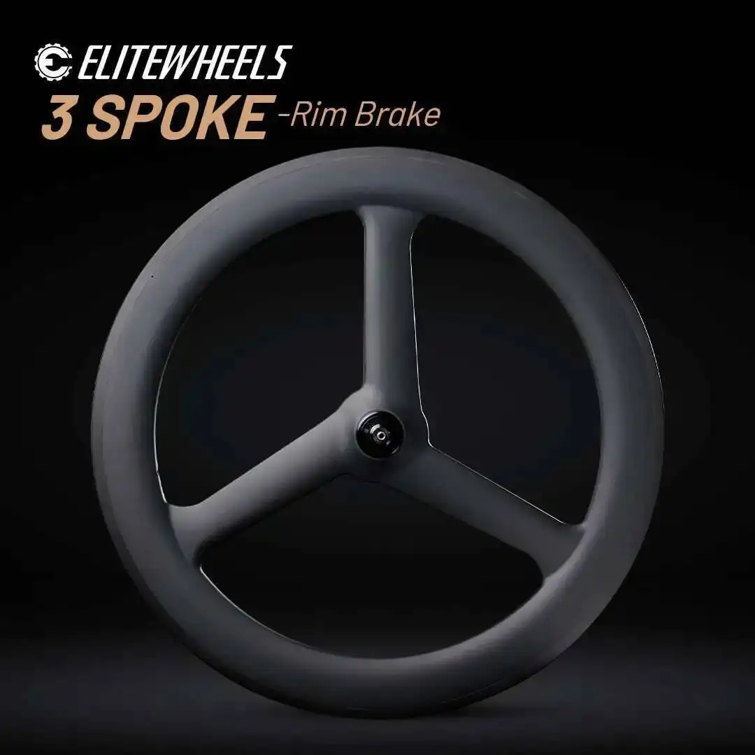 

ELITEWHEELS 700c Crabon трехспицевая колесная пара бескамерные трубчатые для дорожного V-трека триатлонные карбоновые колеса