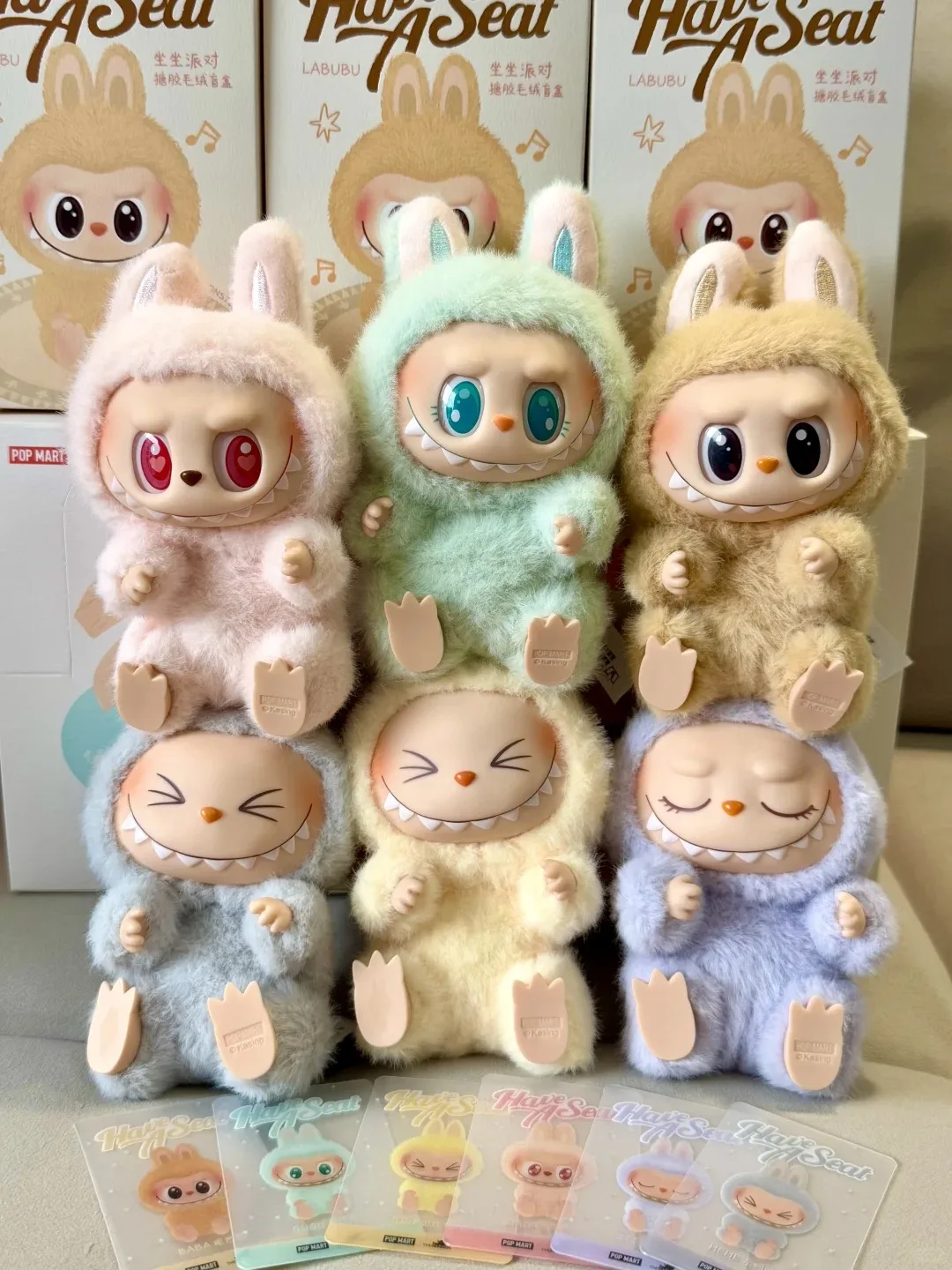 

Genuine Labubu Sitting Party Macaron Vinyl Face 2.0 Series Pendant Doll Home Decor Keychain Collection Model Kids Birthday Gift